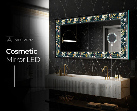 Backlit Decorative Mirror - Cascading Flowers #11