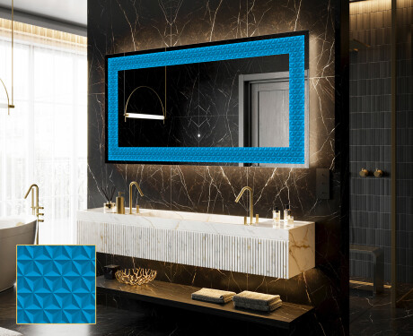 Backlit Decorative Mirror - Symmetrical Diamonds