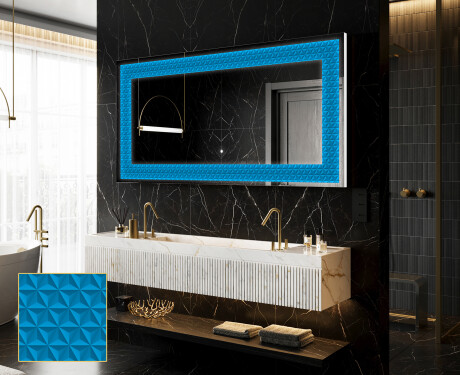 Backlit Decorative Mirror - Symmetrical Diamonds
