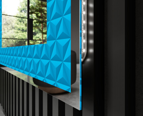 Backlit Decorative Mirror - Symmetrical Diamonds #3