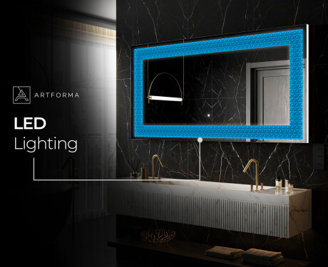 Backlit Decorative Mirror - Symmetrical Diamonds #9