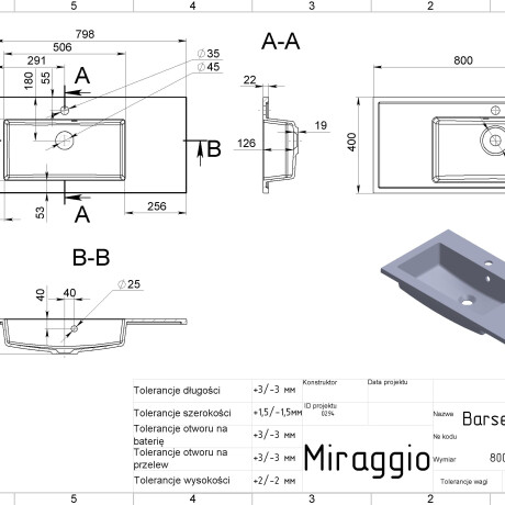 BARCELONA 800 L Sink #5