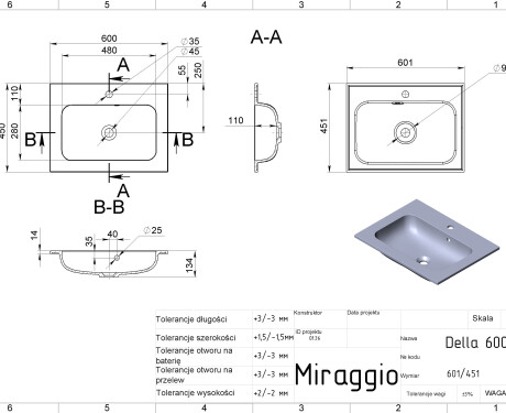 DELLA 600 MIRASOFT Sink