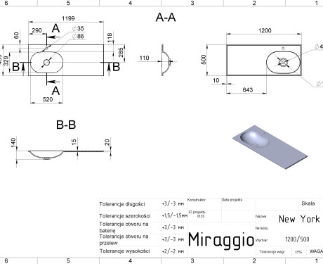 NEW YORK 1200 L MIRASOFT Sink