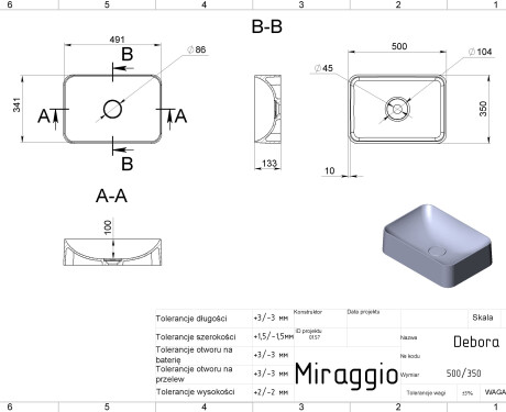 DEBORA MIRASOFT Sink
