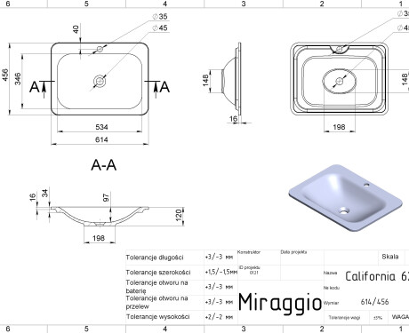 CALIFORNIA MIRASOFT Sink