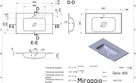 DELLA 800 MIRASOFT Sink