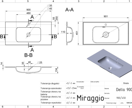 DELLA 900 MIRASOFT Sink