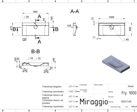 FLY 1000 MIRASOFT Sink