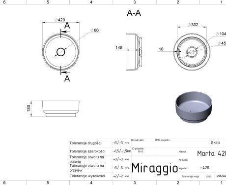 MARTA 420 MIRASOFT Sink