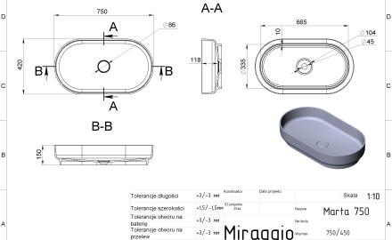 MARTA 750 MIRASOFT Sink