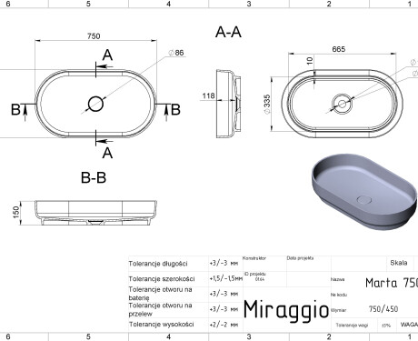 MARTA 750 MIRASOFT Sink