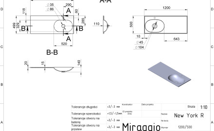 NEW YORK 1200 R MIRASOFT Sink