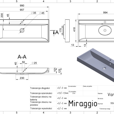 VARNA 1000 MIRASOFT Sink #1