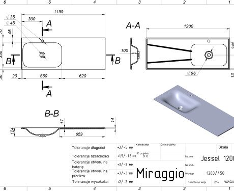 JESSEL 1200 L MIRASOFT Sink