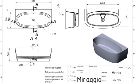 ANNA MIRASOFT Bathtub
