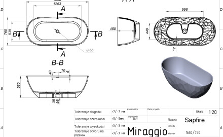 SAPFIRE MIRASOFT Bathtub