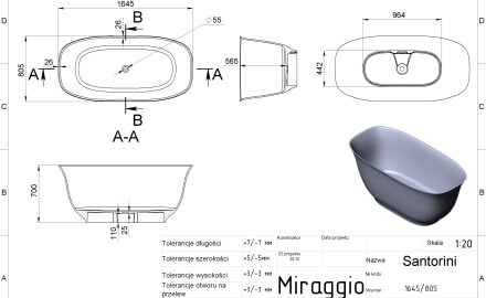 SANTORINI MIRASOFT Bathtub