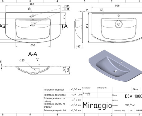 DEA 1000 MATT Sink