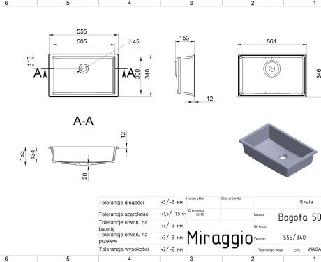BOGOTA 505 MIRASOFT Sink