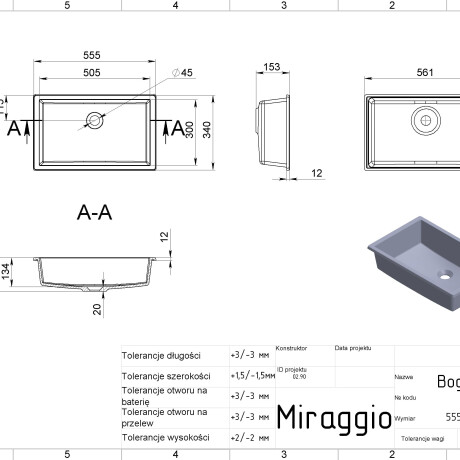 BOGOTA 505 MIRASOFT Sink #1