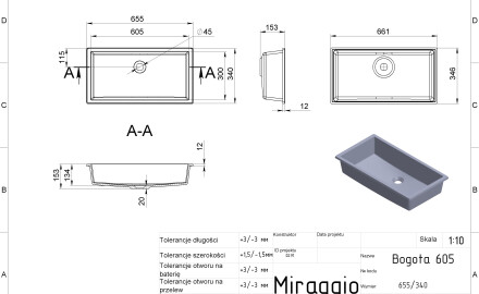 BOGOTA 605 MIRASOFT Sink