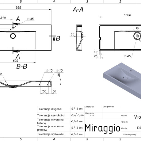 VIOLA 1000 L MIRASOFT Sink #1