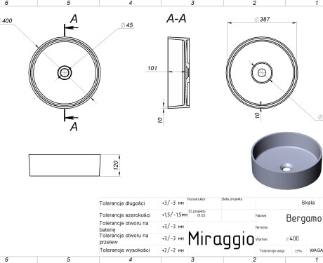 BERGAMO MATT Sink