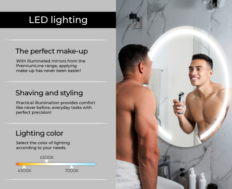 Illuminated Round LED Lighted Bathroom Mirror L96 #6