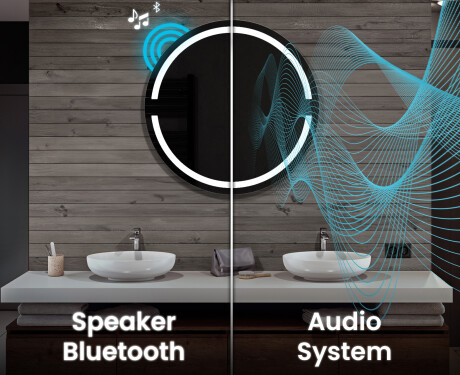 Round bluetooth bathroom mirror hot sale