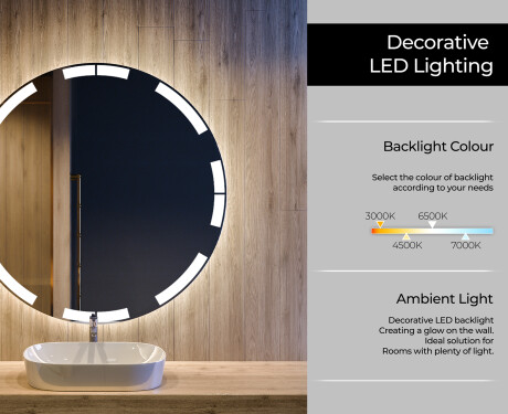 Illuminated Round LED Lighted Bathroom Mirror L120 #4