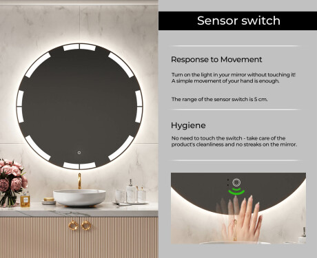 Illuminated Round LED Lighted Bathroom Mirror L120 #6