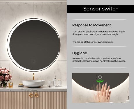 Illuminated Round LED Lighted Bathroom Mirror L123 #6