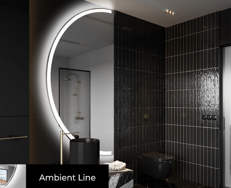 Semi-Circular Mirror with LED illumination D222 | left