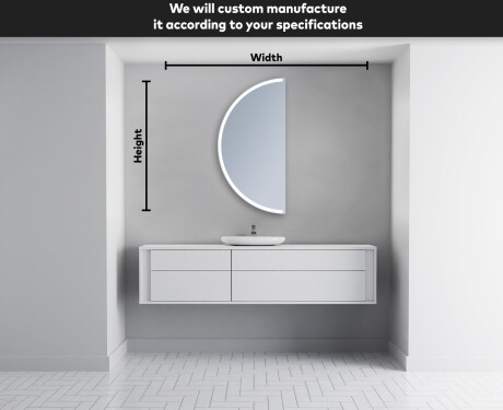 Semi-Circular Mirror with LED illumination D222 | left #4