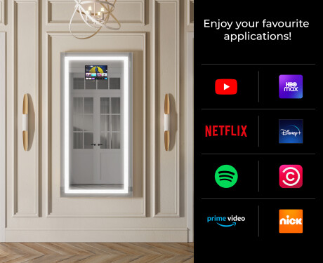 Long wall hallway framed mirror backlit LED L15 #2