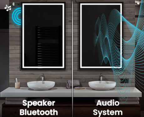 Long wall hallway framed mirror backlit LED L15 #7