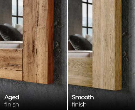 Vertical oak wooden illuminated mirror with rectangular frame and LED light L225 #7