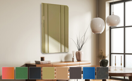 Rounded ornate mirror on wall L174