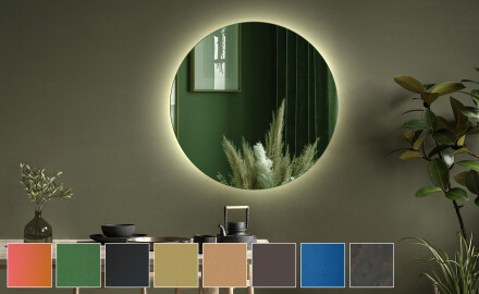 Round ornate mirror on wall L175