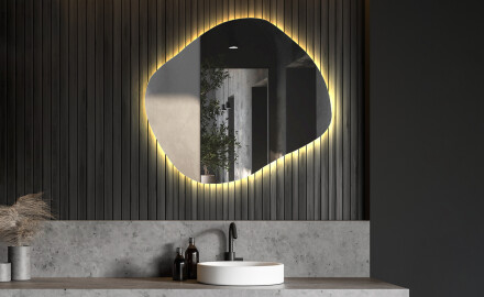 Wall asymmetrical mirror with lights LED R221