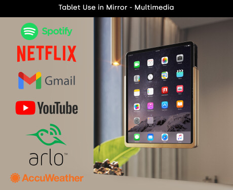 Rounded Modern LED Mirror with iPad Displine L146 Frame #3