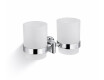 CLASSIC—Holder with two cups / chrome, frosted glass