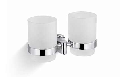 CLASSIC—Holder with two cups / chrome, frosted glass