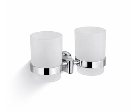 CLASSIC—Holder with two cups / chrome, frosted glass