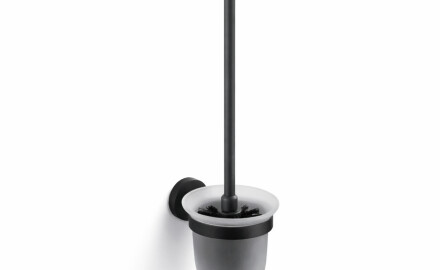 CLASSIC—Wall-mounted toilet brush / frosted glass / matte black