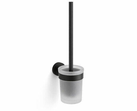 CLASSIC—Wall-mounted toilet brush / frosted glass holder / matte black