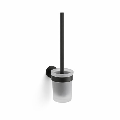 CLASSIC—Wall-mounted toilet brush / frosted glass holder / matte black #1
