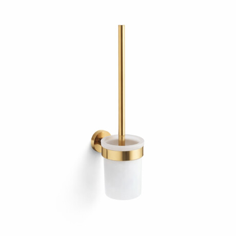 CLASSIC—Wall-mounted toilet brush / frosted glass holder / glossy gold #1
