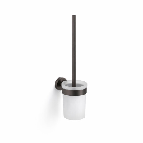 CLASSIC—Wall-mounted toilet brush / frosted glass holder / brushed graphite #1